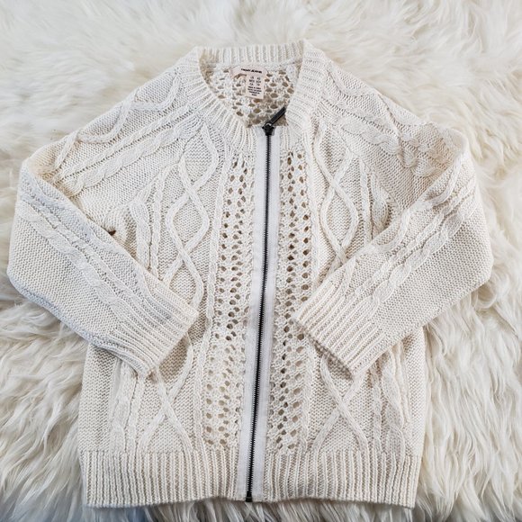 NWOT DKNY Cable Knit Zipper Ivory Cardigan Size XS - Picture 5 of 10